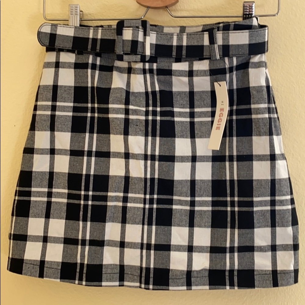 Eggie Plaid Checkered Skirt Belt NWT XS Jenn Im
